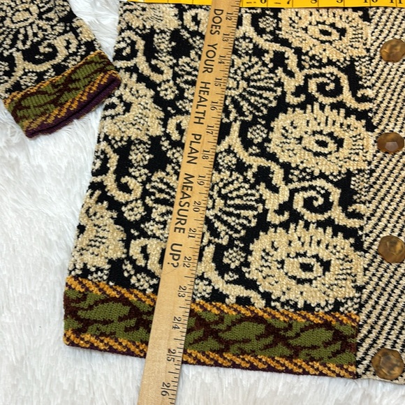 VINTAGE DIA CHENILLE, CARDIGAN SWEATER Abstract Floral Print Size Large - Picture 5 of 11